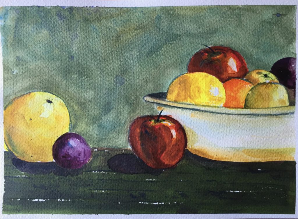 Fruits (nature morte à l'aquarelle)