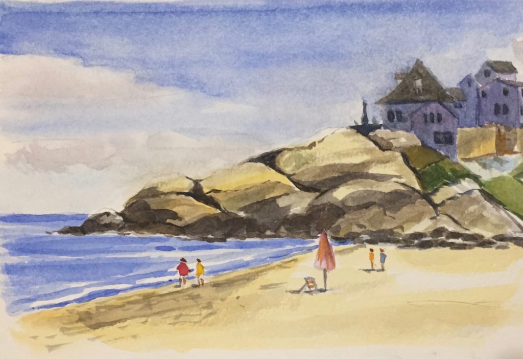 Bord de mer - aquarelle